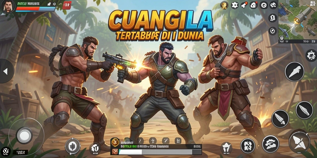 Screenshot utama CUANGILA menampilkan aksi gameplay seru dalam pertarungan Battle Royale.
