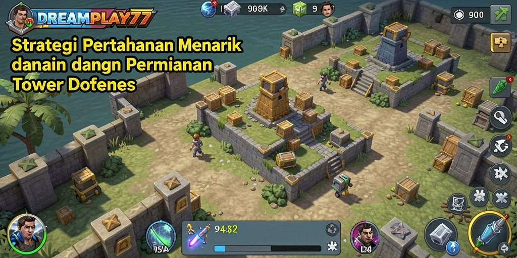Screenshot gameplay <strong>DREAMPLAY77</strong> menampilkan aksi seru dalam permainan Tower Defense.