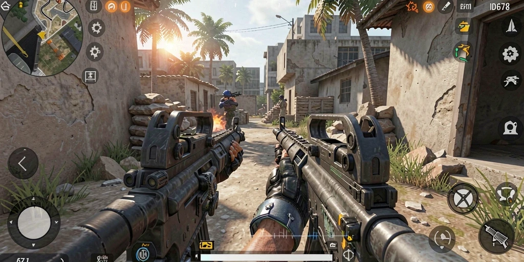 Tampilan menegangkan dari gameplay intens ID678 saat pertempuran berlangsung.