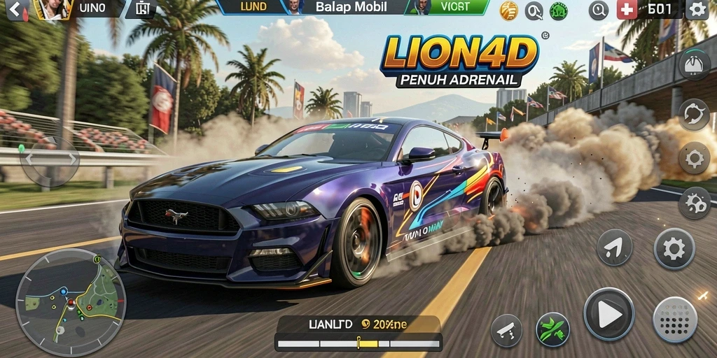 Gameplay mendebarkan dengan mobil balap yang cepat.