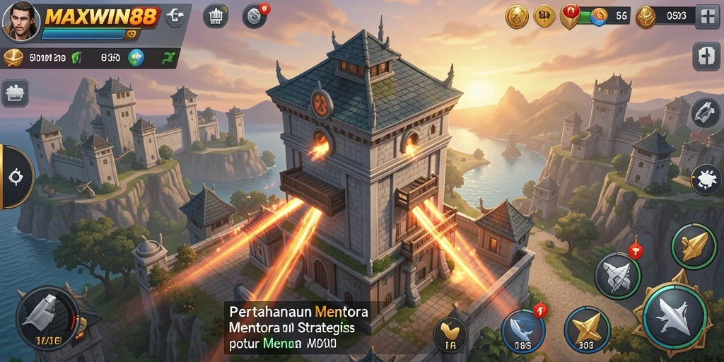 Tampilan gameplay menara pertahanan yang strategis dan menegangkan.