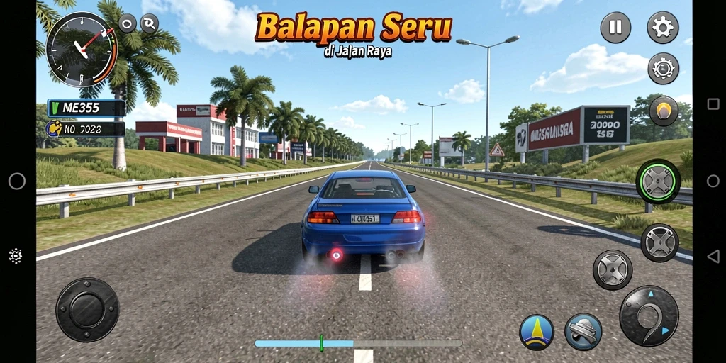 Gameplay balapan seru dan menantang di ME355.