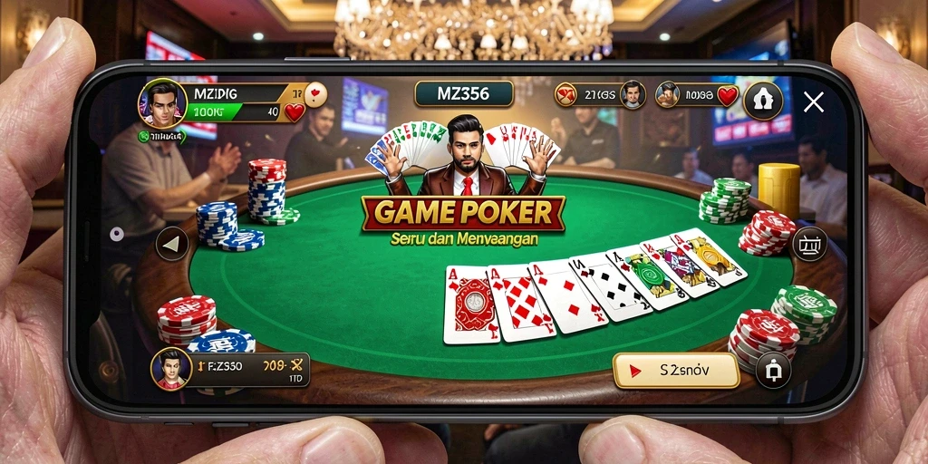 Tampilan utama gameplay MZ356 dengan pemain bersaing di meja Poker.