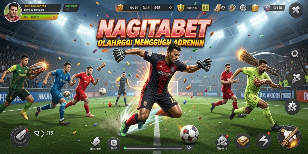 Screenshot gameplay NAGITABET menunjukkan aksi mendebarkan di lapangan.