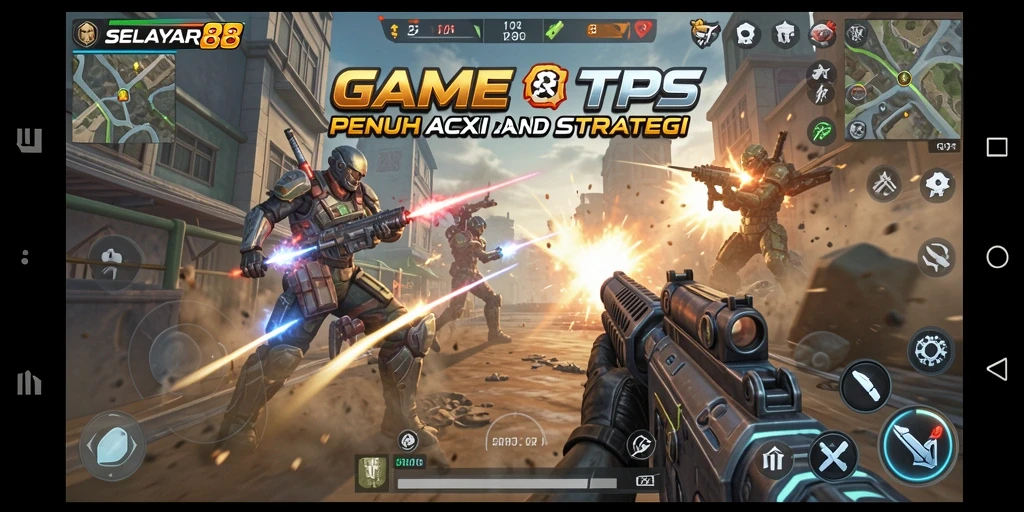Tampilan gameplay seru di SELAYAR88 dengan aksi tembak-menembak yang intens.